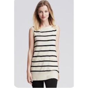 Banana Republic Striped Sleeveless Sweater Top Pockets Size Small